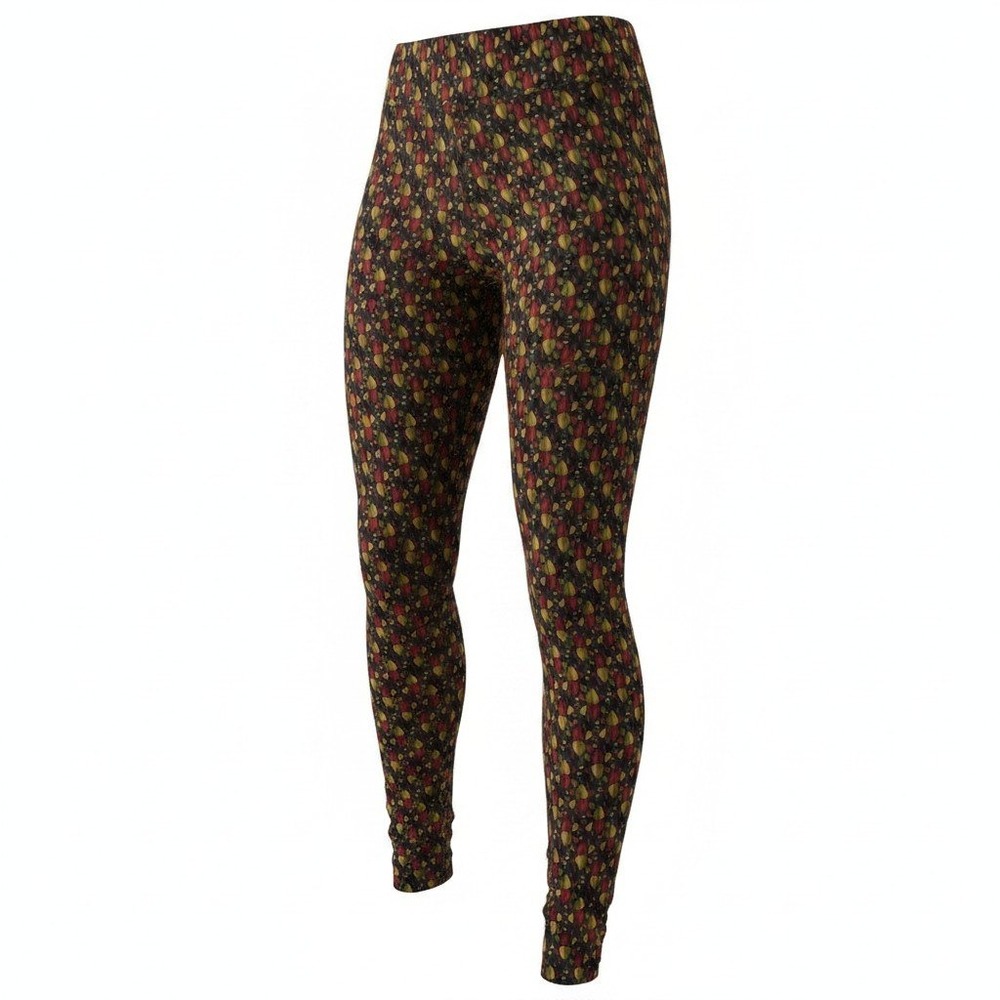 LuLaRoe Women Multicolored Leaf Print Leggings One Size High Waisted Soft Knit